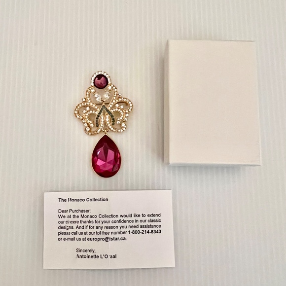 NIB Vintage Purple Rhinestone Brooch - Picture 8 of 8